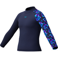 Speedo Boys Printed Long Sleeve Rashie - Peacoat/Mayan Blue - Sun Top