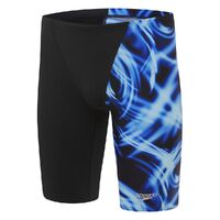 Speedo Men's Flame Digital V-Cut Jammer - Black/Beautiful Blue