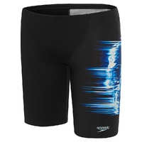Speedo Boys Digital Print V-Cut Jammer - Black/Sugar Blue, Boys Speedo Swimwear