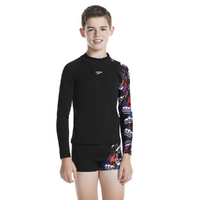Speedo Boys Skull Print Long Sleeve Rashie - Sun Top