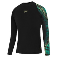 Speedo Boys Tech Panel Long Sleeve Rashie - Black/Multi Sun Top
