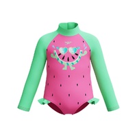 Speedo Toddler Girls Digital Long Sleeve Frill One Piece Swimwear - Neon Bubblegum