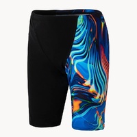 Speedo Boys Allover V Cut Jammer - Black-Multi, Boys Speedo Swimwear