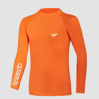 Speedo Boys Safety Long Sleeve Sun Top - Fluro Orange, Boys Rashie
