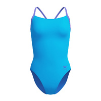 Speedo Girls Solid Flyback 2.0 One Piece Swimwear, Picton Blue- Indigo Glow