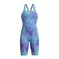 Speedo Fastskin HyperSpark Printed Openback Kneeskin World Aquatics Approved - Under Current/Sugar Blue