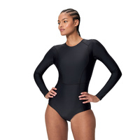 Speedo Women's Ocean Flex Long Sleeve Zip One Piece Swimsuit - Black Women's Swimwear