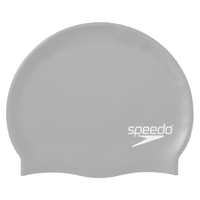 Speedo Long Hair Swim Cap Silver/White, Silicone Swimming Cap