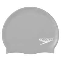 Speedo Long Hair Swim Cap Metallic Silver, Silicone Swimming Cap