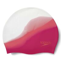 SPEEDO Multi Colour Silicone Swim Cap - Cinder Rose/Cherry/White, Silicone Swim Cap