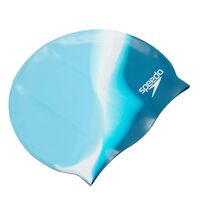 SPEEDO Multi Colour Silicone Swim Cap - Blissful Blue/Aegean Blue/White, Silicone Swim Cap