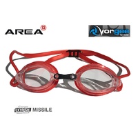 VORGEE MISSILE SWIMMING GOGGLES, CLEAR LENS, METALIC RED, SWIMMING GOGGLES