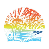 SPEEDO Printed Silicone Cap - Volcanic Orange/Speedo Sunset, Silicone Swim Cap