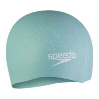 Speedo Recycled Plain Moulded Silicone Swim Cap - Sage/White Speckle , Silicon Swimming Cap, Swim Cap