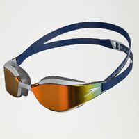 Speedo Fastskin Hyper Elite Mirror Junior Swimming Goggles, Blue/Silver/Fire Gold