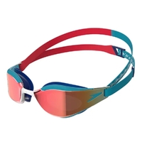 Speedo Fastskin Hyper Elite Mirror Junior Swimming Goggles, Watermelon/Blue/White 