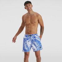 Speedo Men's Printed Leisure 16" Watershort - Blue Flame/White Men's Swim Shorts