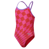 Speedo Girls Allover Digital Vback One Piece Swimwear, Girls Full Piece Swimsuit