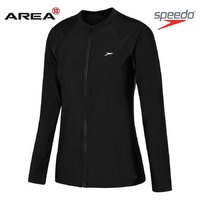 Speedo Women's Long Sleeve Zip Suntop, Black Ladies Rashie, Ladies Sun Protection