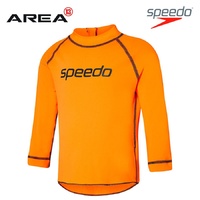 Speedo Toddler Boys Logo Long Sleeve Sun Top Fluro Orange, Children's Rashie 
