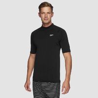 Speedo Men's Relaxed Short Sleeve Sun Top, Men's Rashie - Black