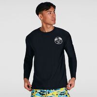 Speedo Men's Printed Long Sleeve Swim Tee, Men's Sun Top - Black & White