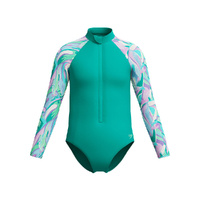 Speedo Girls Long Sleeve One Piece Swimwear - Turquoise Gem