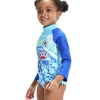 Speedo Toddler Girls Digital Long Sleeve Frill One Piece Swimwear - New Turquoise/Cobalt/Azure/Giallo