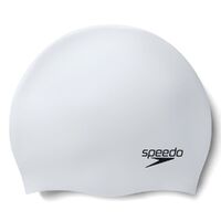 Speedo Plain Moulded Silicone Swim Cap - White Pearlescent, Silicon Swimming Cap, Swim Caps