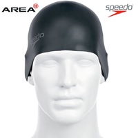 Speedo Plain Moulded Silicone Swim Cap - Black , Silicon Swimming Cap, Swim Caps