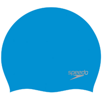 Speedo Plain Moulded Silicone Swim Cap - Blue/Chrome, Silicon Swimming Cap, Swim Caps