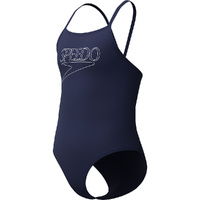Speedo Girls Classic Logo One Piece Swimwear - Peacoat, Girls Full Piece Swimsuit