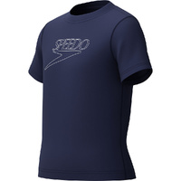 Speedo Boys Unisex Short Classic Logo Sleeve Rashie - Peacoat - Sun Top