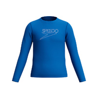 Speedo Boys Unisex Long Sleeve Classic Logo Rashie - Turkish Sea - Sun Top