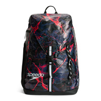Speedo Vanquisher Bag 35L Backpack, Swim Bag, Swimming Backpack - Splatter Matter Black