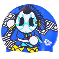 ARENA Junior Blue Samurai Silicone Swim Cap, Kids Swim Cap, Arena Kun Series Childrens Swim Cap 100% silicone