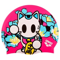 ARENA Junior Pink Gehisa Silicone Swim Cap, Kids Swim Cap, Arena Kun Series Childrens Swim Cap 100% silicone