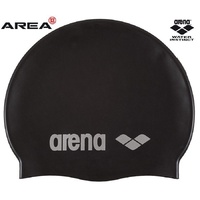 Arena Classic Silicone Swim Cap Black-Silver, Swimming Cap, Silicone Swim Cap 