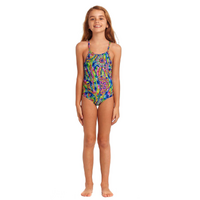 Funkita Spin The Bottle Toddler Girls Printed One Piece Swimwear, Toddler Girls One Piece Swimwear