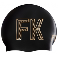 Funkita Stencilled Black Swim Cap, Seamless Extra Streamlined Swimming Cap, Silicone Swim Cap