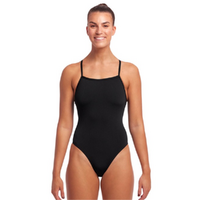 Funkita Still Black Tie Me Tight One Piece Women's Swimwear, Ladies Swimwear