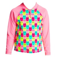 FUNKITA MINTY MITTENS ZIPPY RASH VEST  TODDLER GIRLS , FUNKITA SUN TOP, CHLORINE RESISTANT SWIMWEAR