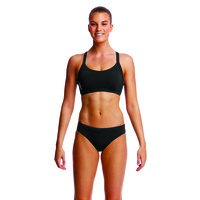 Funkita Still Black Ladies Hold Steady Crop Top ,Women's Swimwear - TOP ONLY 