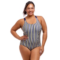 Funkita Women's Admiralty Stripe Brace Me Back One Piece Women's Swimwear, Ladies Swimsuit