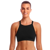 FUNKITA STILL BLACK SOLID LADIES HI LIGHT SWIM TOP, WOMEN'S SWIMWEAR, SPORTS TOP