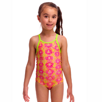 Funkita Poison Pink ECO Toddler Girls Printed One Piece Swimwear, Toddler Girls One Piece Swimwear