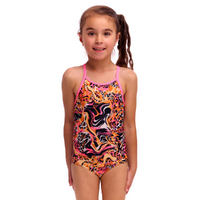 FunkitaTipsy Tiger ECO Toddler Girls Printed One Piece Swimwear, Toddler Girls One Piece Swimwear