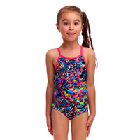 Funkita Lolly Leopard ECO Toddler Girls Printed One Piece Swimwear, Toddler Girls One Piece Swimwear