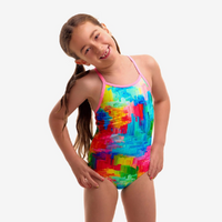 Funkita Falling Colours ECO Toddler Girls Printed One Piece Swimwear, Toddler Girls One Piece Swimwear