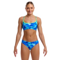 Funkita Women's Try Blue ECO Sports Bikini Two Piece Swimwear,  Ladies Two Piece Swimsuit